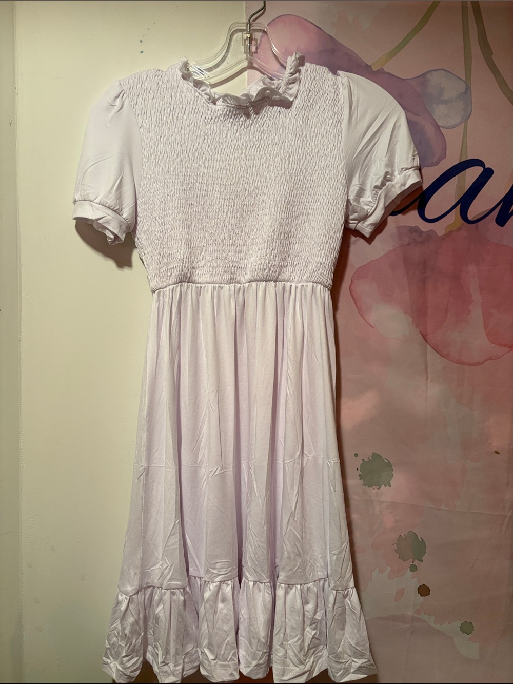 Source Unknown Light Lavender Smocked Puff-Sleeve Kids Dress